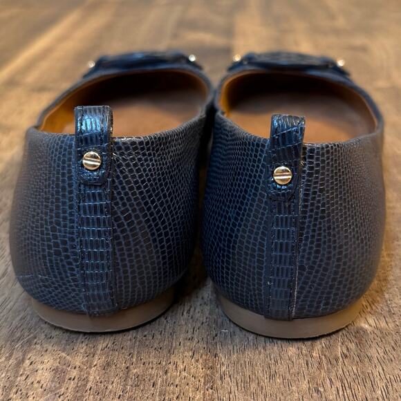 Tory Burch Ballet Flat Mini Miller Logo Leather Matte Micro Tejus Blue Size 9.5 - Picture 10 of 10